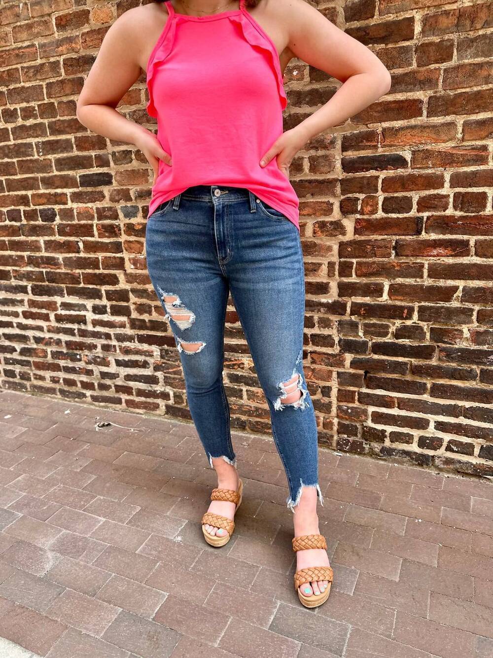NEW KANCAN amanda high rise ankle skinny jeans in dark wash